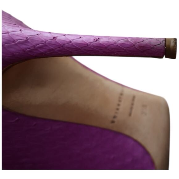 Brian Atwood Fuschia Purple Besame Snake Skin Pumps 38.5 - Picture 10 of 15
